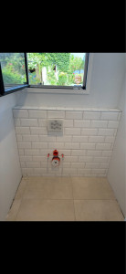 Photo de galerie - Pose faïence (carreaux métro) pour future WC 