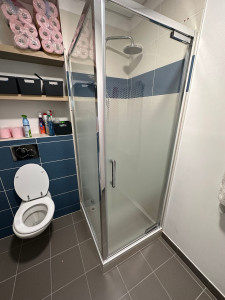 Photo de galerie - Réfection et installation d'une paroi de douche avec porte