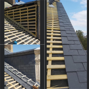 Photo de galerie - Rive et jouée de lucarne en ardoise 