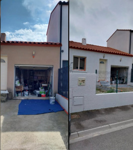 Photo de galerie - Rafraichissement de façade ✅ protection ✅ 1 couche de fixateur ✅ 2 couches de peinture spéciale façade 