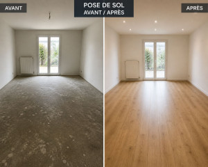 Photo de galerie - Ragréage du sol et pose de parquet et des plinthes rafraîchissement de la chambre lissage des murs mise en peinture pose de spots 