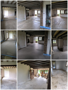 Photo de galerie - Réalisation d'un ragréage et pose d'un travertin 4 format 