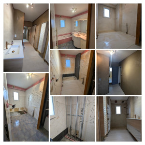 Photo de galerie - Rénovation complète d'une salle de bain, douche italienne sur bac a carreler réalisation faïence et carrelage, enduit carrelage sur face opposer au meuble