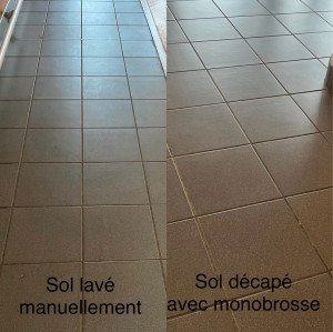 Photo de galerie - Nettoyage de sol avec monobrosse 