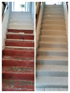 Photo de galerie - Peinture sol sur un escalier béton 