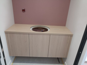 Photo de galerie - Petit meuble vasque de salle de bain 
