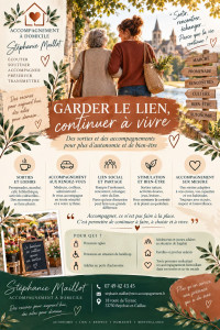 Photo de galerie - Parce que l'autonomie c'est aussi pouvoir, rencontrer, sortir, choisir .
sortir boire un café, se promener, aller au marché,
Être accompagné pour un rdv ou faire ses courses.
Retrouvez le plaisir d'une sortie ou d'une activité
Rompre l'isolement.
