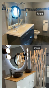 Photo de galerie - Changement de meuble salle de bain plus miroir.