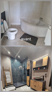 Photo de galerie - Rénovation complète d une salle de bain avec sanitaire. 