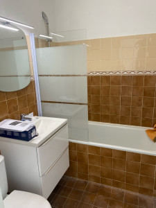 Photo de galerie - Modifications de plomberie, pose meuble vasque , pose paroi de baignoire , remplacement du mitigeur , remplacement du wc 