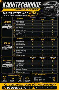 Photo de galerie - Tarifs auto intérieur 