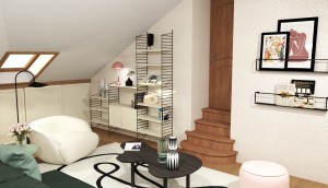 Photo de galerie - Projet Valérie - Vue 3D - Rénovation partielle d'une maison, aménagement de la mezzanine 