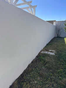 Photo de galerie - Réalisations Fondation, élévation mur en parapaings et enduit 