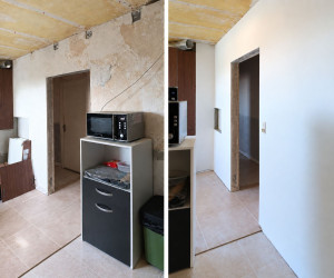 Photo de galerie - Enduisage complet du mur - Finition lisse