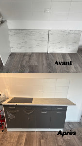 Photo de galerie - Montage cuisine simple..Meubles bas cuisine +plan de travail +plaque de cuisson 