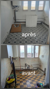 Photo de galerie - Pose carrelage,  enduit et peinture,  installation cumulus 