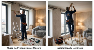 Photo de galerie - Pose de tringles et de lustre 