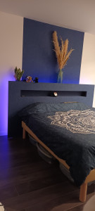 Photo de galerie - Fabrication d une tête de lit avec sa niche et sont bandeau led