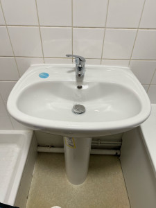 Photo de galerie - Remplacement du lavabo avec colonne et mitigeur.