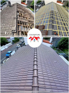Photo de galerie - Rénovation de toiture avec isolation et écran sous toiture et gouttière travaux effectué sur Villeparis