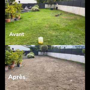 Photo de galerie - Passage avec enfouisseur de pierre est création d’une nouvelle pelouse 