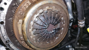 Photo de galerie - Changement embrayage sur une 206 (sur la photo l'embrayage cassé avant le changement)