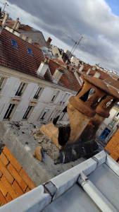 Photo de galerie - Mise en sécurité sur la toiture .
enlever le chapeau de la cheminée 