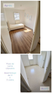 Photo de galerie - Pose de Lame clipsable et Assemblage de lit et cadre 
