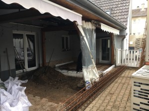 Photo de galerie - Création extension sous toiture ossature bois isolé + création dalle béton armée isolée 