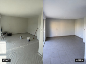 Photo de galerie - • nettoyage complet des surfaces• reprise des enduits et imperfections• ponçage pour obtenir une surface parfaitement préparée• application de deux couches de peinture, gris clair• finition et nettoyage du chantier. 