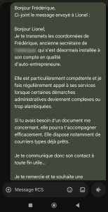 Photo de galerie - Le message d'une personne que j'accompagne régulièrement depuis près d'un an.