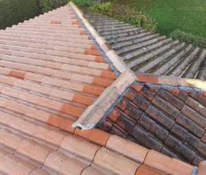 Photo de galerie - Nettoyage de toiture à la brosse métallique 