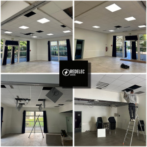 Photo de galerie - Installation électrique – éclairage et faux plafond. Travail soigné, propre et conforme aux normes.