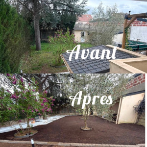 Photo de galerie - Avant / Après d’une remise en état de jardin : retournement de la terre, nivellement du terrain et semis pour préparer un extérieur propre, net et agréable.

Un travail soigné pour redonner vie au jardin.

ND Jardins & Paysages