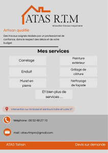Photo de galerie - Les services que je propose et mes coordonnées 