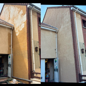 Photo de galerie - Crépi refait complet avec remise en peinture façade 
