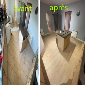 Photo de galerie - Pose de parquet dans un salon 