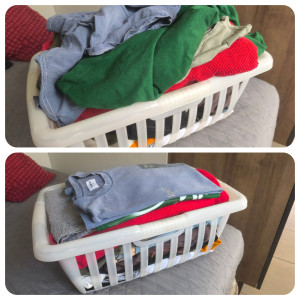Photo de galerie - Une corbeille de linge repassée par mes soins pour une cliente