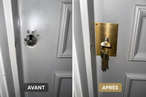Photo de galerie - Réparation après effraction , changement de serrure , mise en sécurité + mise en propreté.