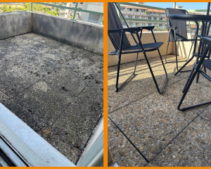 Photo de galerie - Intervention sur terrasse en dalles béton gravillons 2 (26/05/2026)