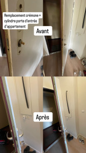 Photo de galerie - Remplacement crémone + cylindre porte d’entrée d’appartement 
