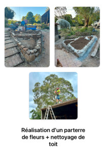 Photo de galerie - Réalisation d’un parterre de fleur sur 2 étages. Nettoyage de toit 