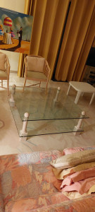 Photo de galerie - Réparation d'un plateau en verre sécurit sur table basse