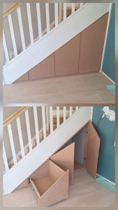 Photo de galerie - Aménagement de rangement sous escalier 