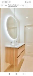Photo de galerie - Installation double vasque avec son meuble et miroir 