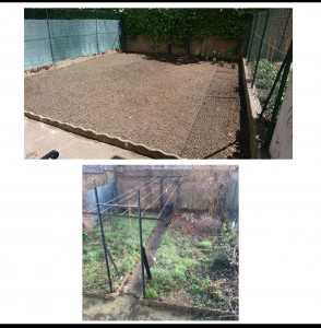 Photo de galerie - Défrichage/ réaménagement de jardin (destruction allée, pose de bordure...) et engazonnement 