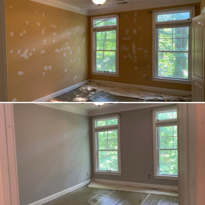 Photo de galerie - Transformation impressionnante : les murs abîmés sont devenus lisses, propres et modernes. La pièce est maintenant lumineuse, élégante et prête à vivre.