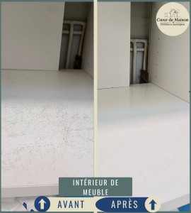 Photo de galerie - Réalisation avant-après nettoyage intérieur de meuble.