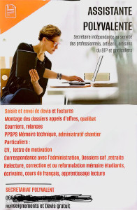 Photo de galerie - Secrétaire polyvalente. courriers de tout ordre  