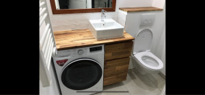 Photo de galerie - Création meuble vasque pose bâti support et plomberie 
